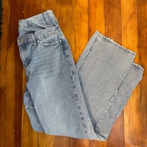 Asymmetrical wide leg denim
